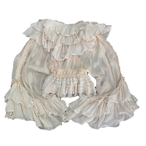 White Fillyboo Solid Lotus Bed Jacket Size Small New With Tags (SUPER RARE) - Picture 3 of 5